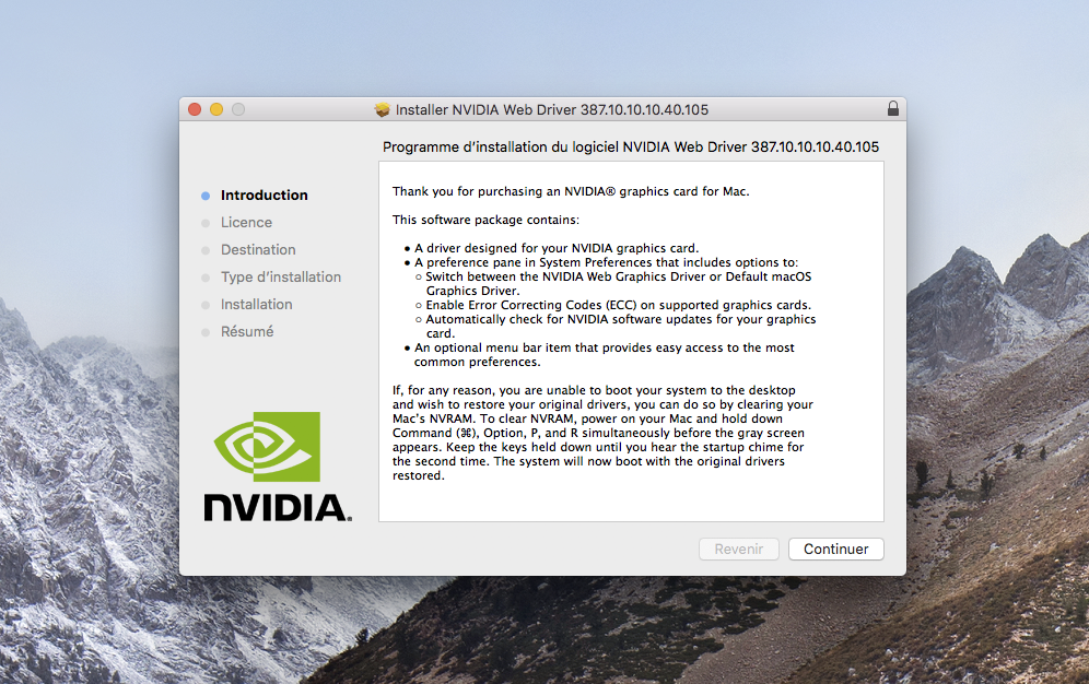 Installation des drivers Nvidia sur Mac