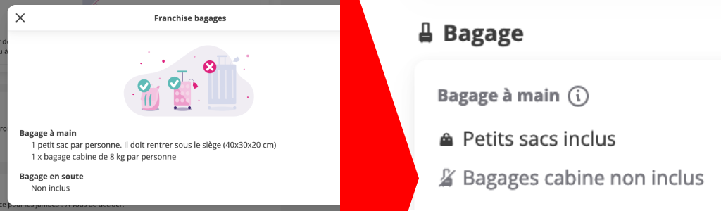 Récapitulatif de réservation Lastminute - valise manquante