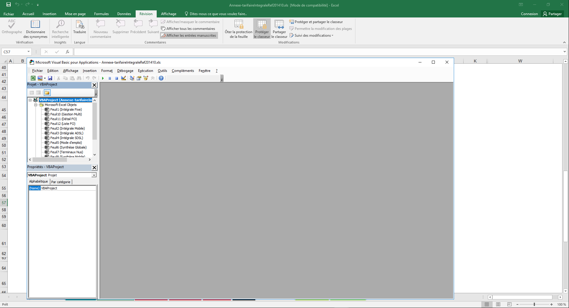 Ouverture de l'éditeur VBA dans Excel