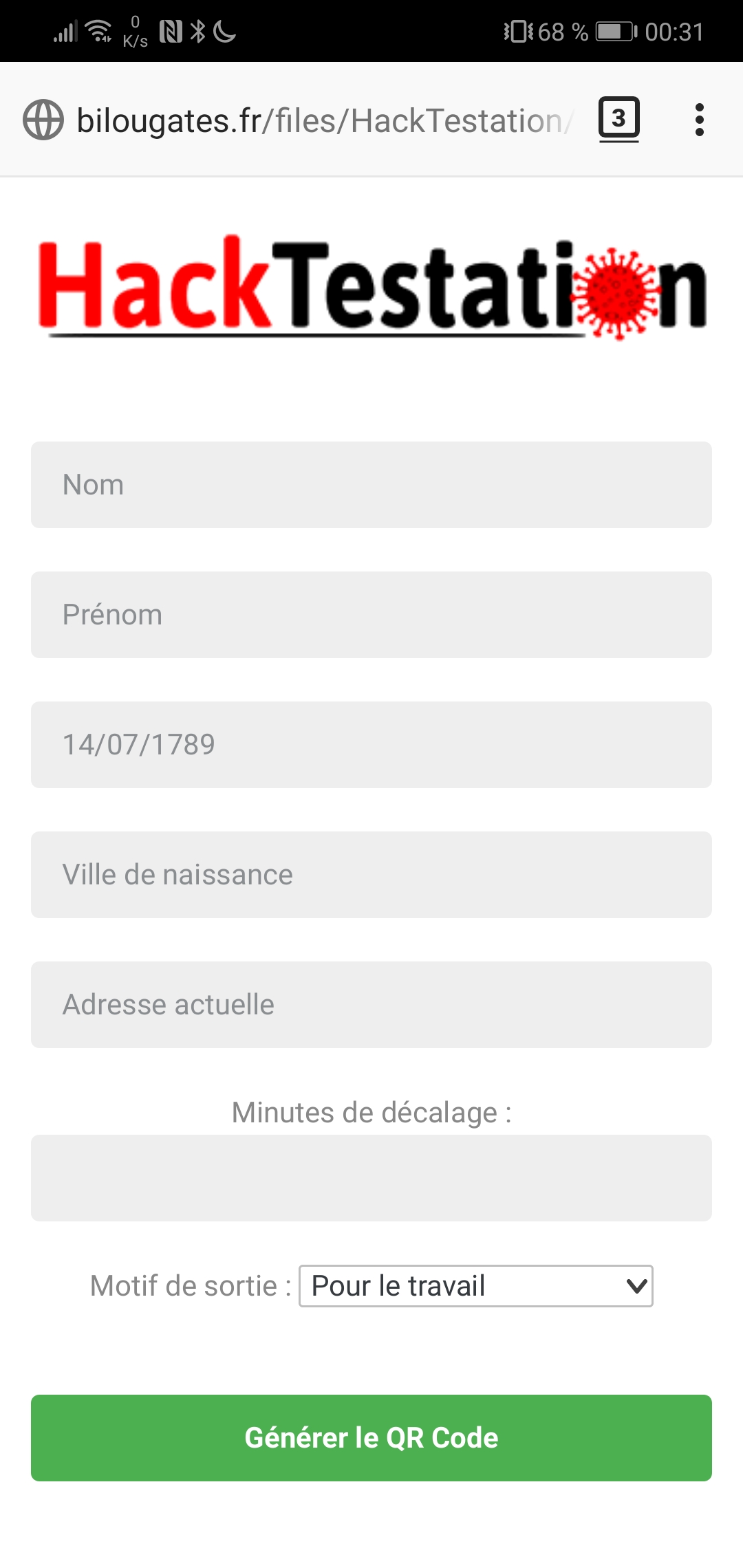 HackTestation - générateur de QR Code maison