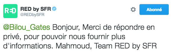 Réponse du service client